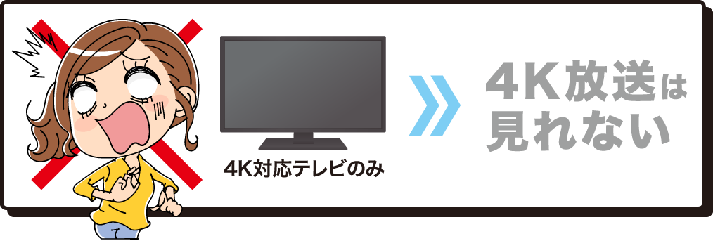 4K対応テレビのみ→4K放送は見れない