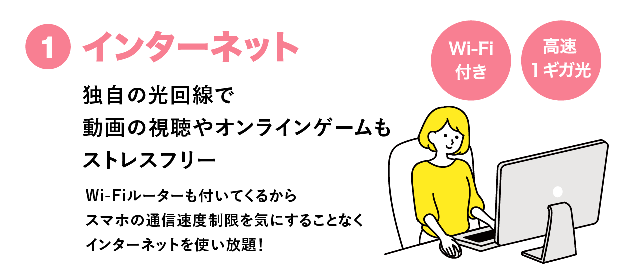 独自の光回線で動画もオンラインゲームも快適