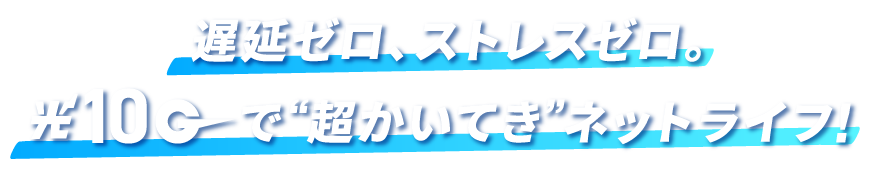 遅延ゼロ、ストレスゼロ。光10Gで超かいてきネットライフ！