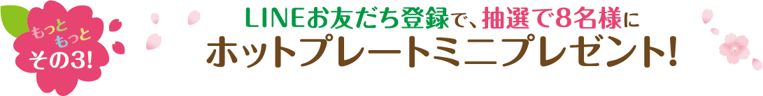 特典3.ご応募いただいた方の中から抽選で8名様に人気のホットプレートミニをプレゼント