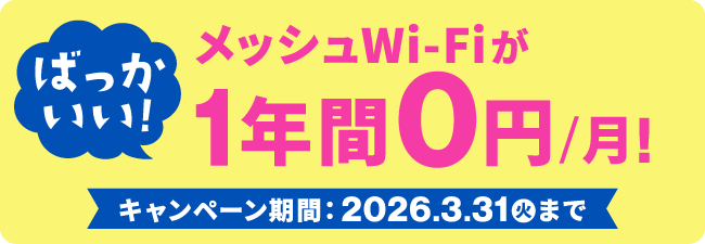 ばっかいいWi-Fiが1年間0円で使える！