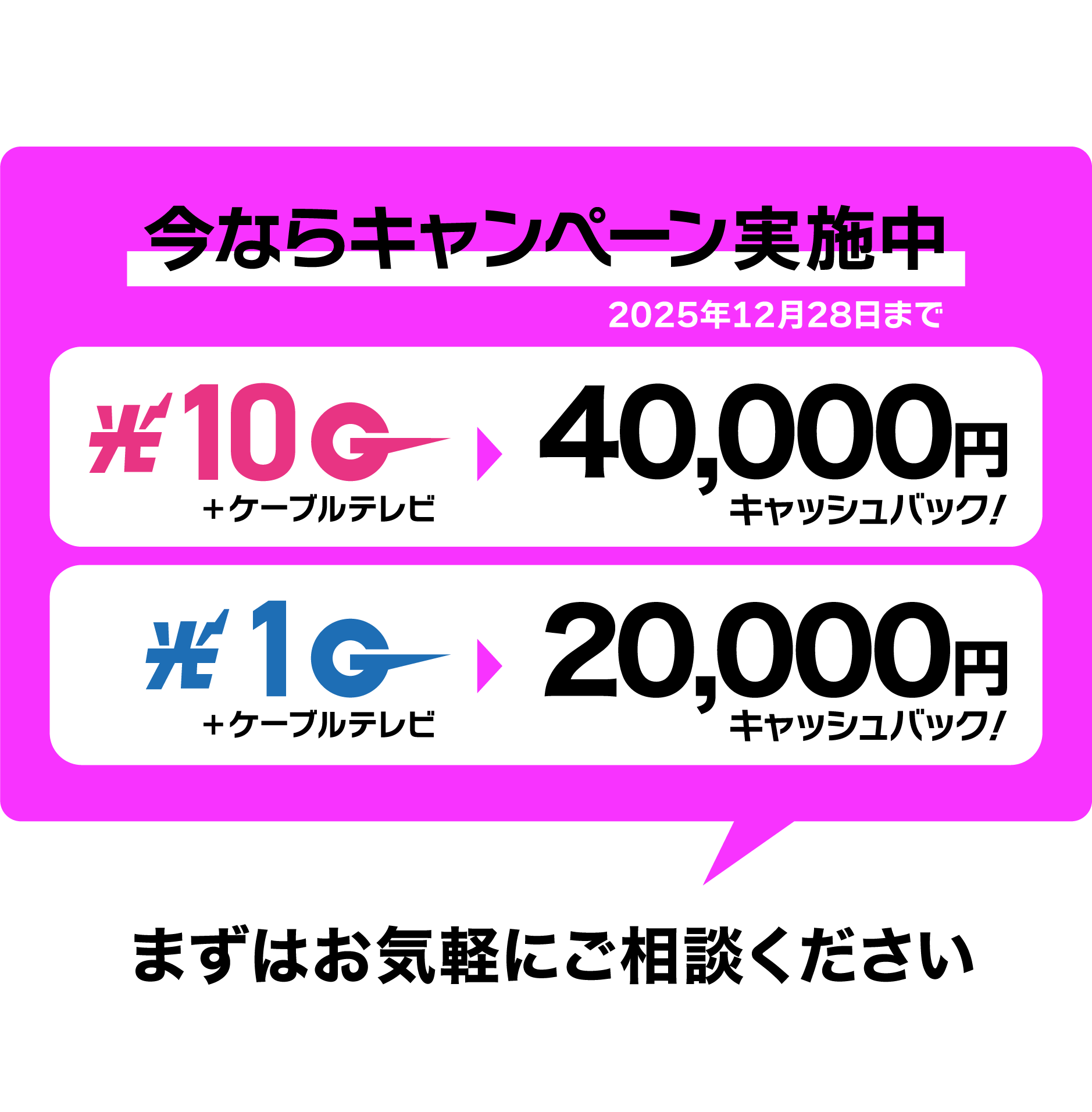今なら最大5万円キャッシュバックキャンペーン実施中