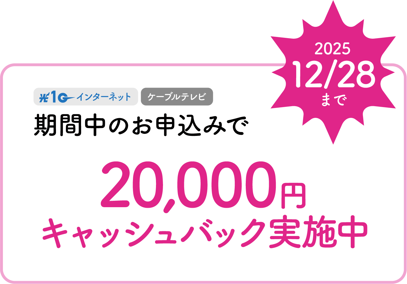 12月28日まで2万円キャッシュバックキャンペーン実施中