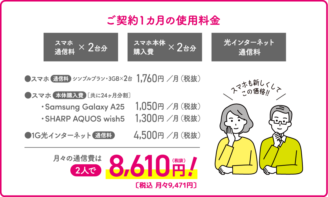 ご契約1ヶ月の使用料金