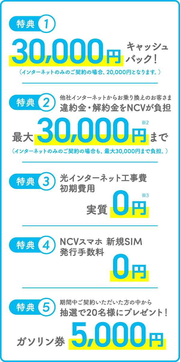 5つの特典