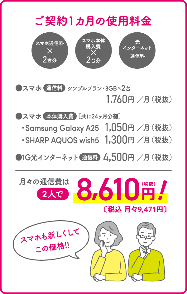 ご契約1ヶ月の使用料金