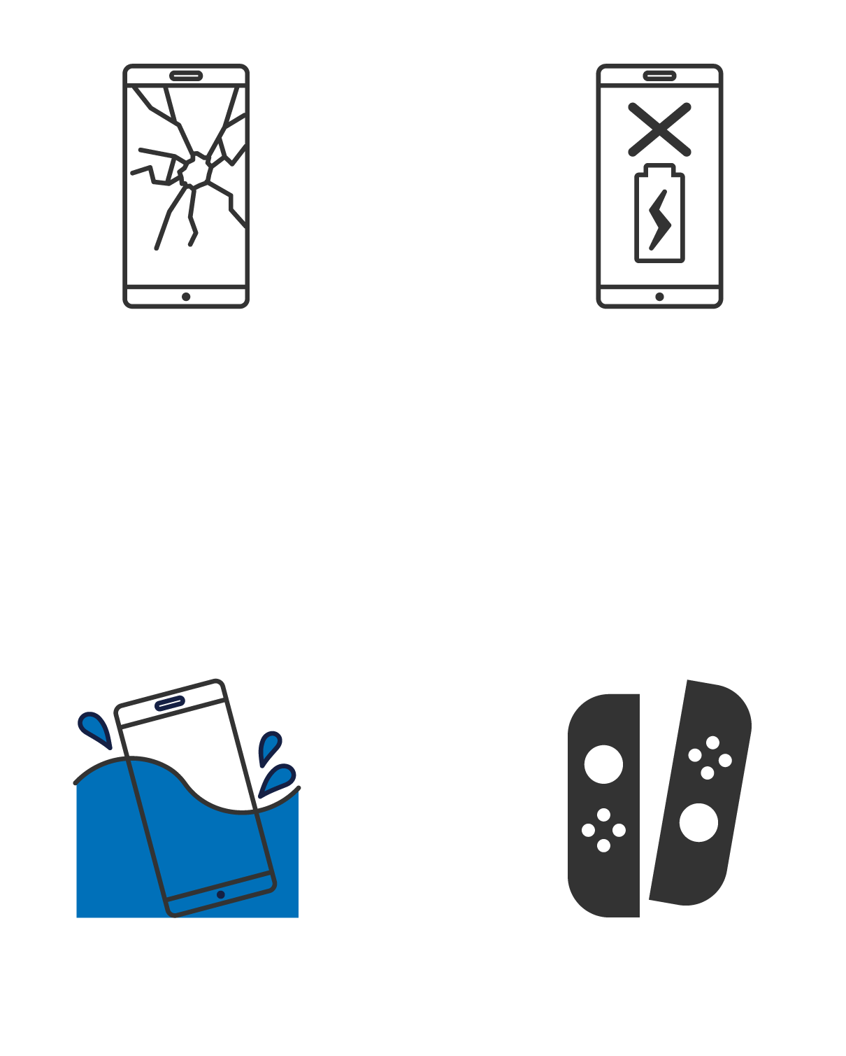 画面割れ4,950円〜、バッテリー劣化4,400円〜、水没やゲーム機の不具合も対応