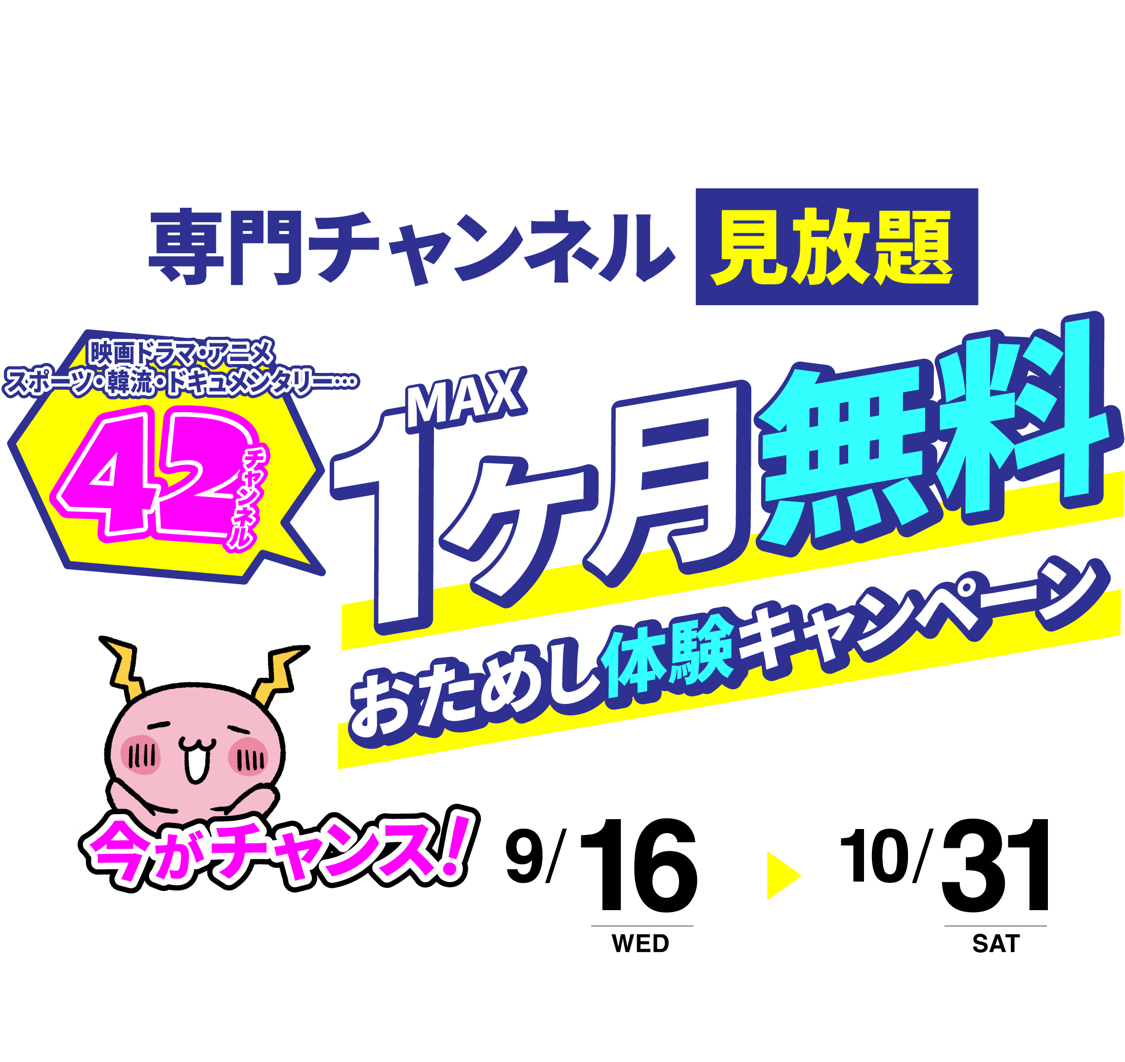 専門チャンネル42ch見放題が最大1ヶ月無料！NCVのお試し体験キャンペーン